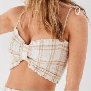 American Eagle Ruched Babydoll Crop Top